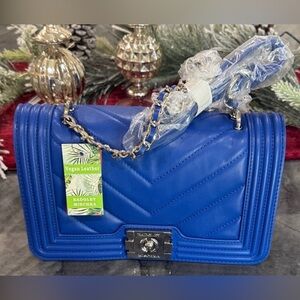 Badgley Mischka Blue Quilted Crossbody Bag